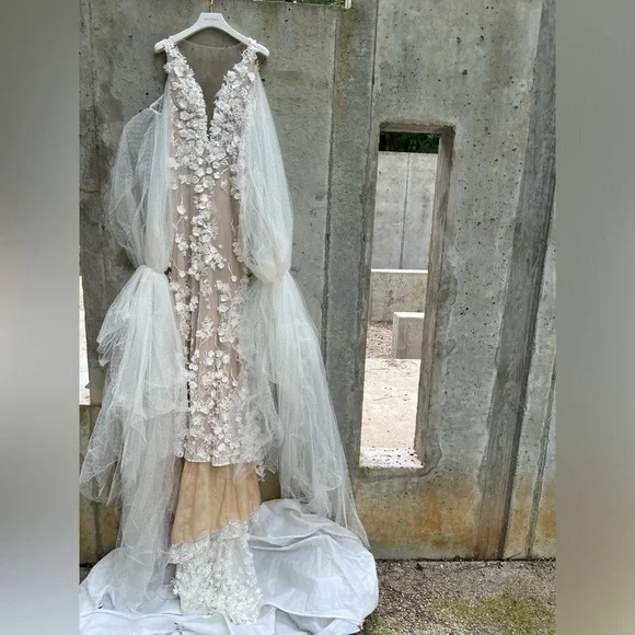 New Galia Lahav Couture Fleur silk lace wedding dress sz 42 10/12 bridal… - Picture 4 of 16